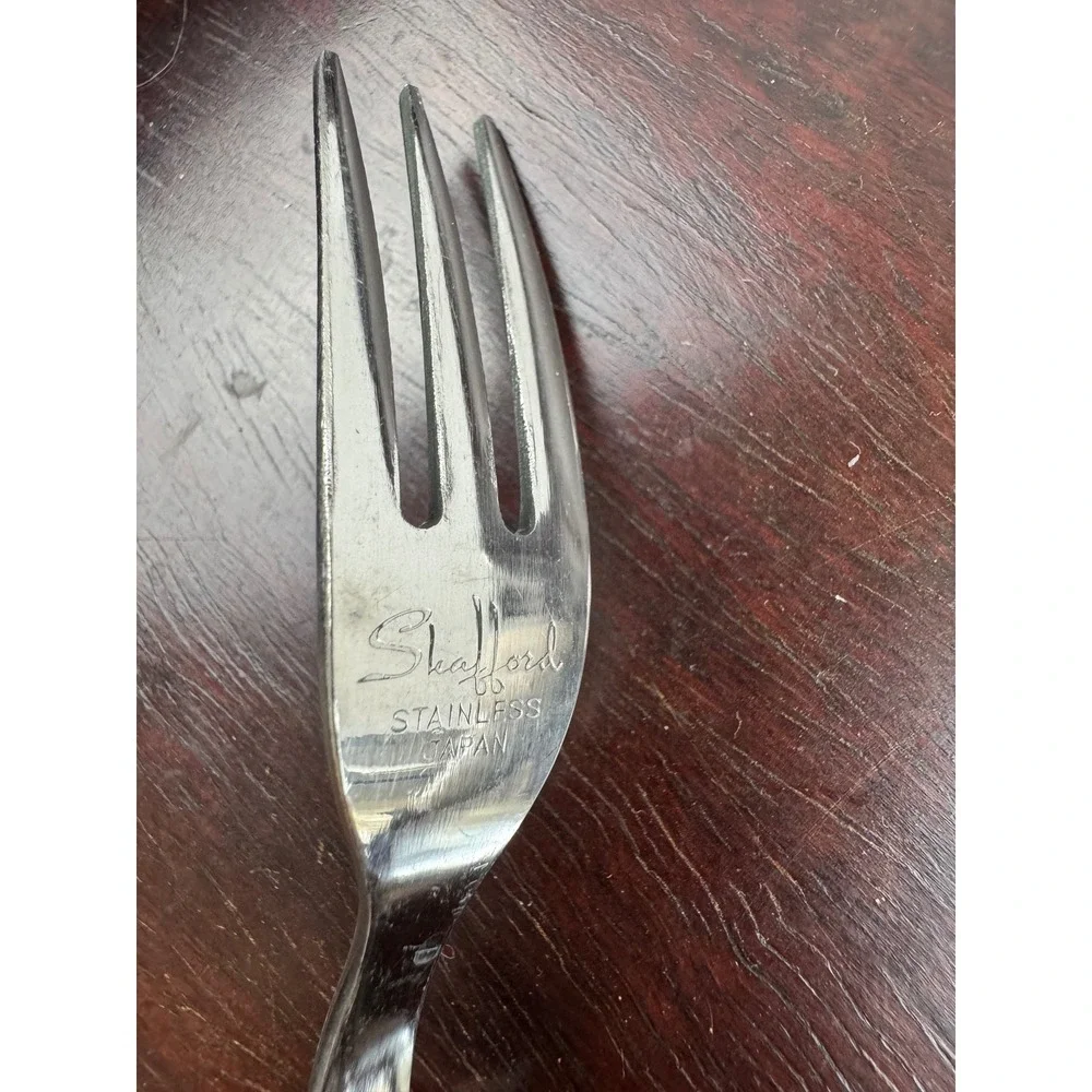 Vintage Shafford Japan Cocktail Forks Set 8 Ceramic Shell Handle Stainless Steel